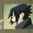 A 4-frame contact sheet of an anime-style character with spiky black hair and a dark high-collared cloak, shown in various poses against a light green background with visible hand gestures across frames.