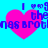 Pixelated blue background with four pink hearts and repeated text reading "I love the Jonas Brothers" in purple block letters.