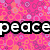 Four- of pixelated icons with text overlays: 'peace' on pink floral, 'Love' on purple-pink floral, 'Hannah' on colorful dots, and a soccer ball with green heart logo