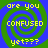 Four identical display yellow text on a blue and green spiral background with no visible animation changes