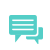 Two cyan speech bubbles with white horizontal lines on a gray background, one larger with three lines and one smaller with one line.