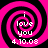 Four identical pink and black spiral patterns with white text reading 'i love you' and date '4.10.08' arranged in a on a solid background