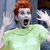 Pixelated image of a person with red hair in a light green shirt, hands raised, with text "Oh" and "Oh my god." appearing sequentially.