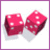Two red dice with white dots on a white background, showing different dot configurations across frames.