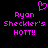 Pixelated pink text and heart symbol on black background, two identical side-by-side layouts with 'Ryan Sheckler's HOTT!!' below a heart icon.