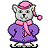 Pixelated cartoon cat in winter attire on gray background, with green text reading Original Icons .com on dark green
