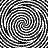 Black-and-white optical illusion pattern of repeating spiral motifs arranged in a with diamond-shaped intersections