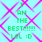 Pixelated cyan background with pink diamond lattice pattern, green text reading "I AM THE BEST!!!!!! LOL :D" in four identical quadrants.