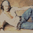 Pixelated image of two identical figures in white shirts and blue pants with arms extended, set against a beige background with text reading 'ello love.'