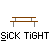Pixelated character with yellow crown, red torso, blue limbs, and white face appears in various poses around brown picnic tables on gray background.