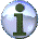 A sequence of six circular icons with a glossy silver surface displaying the letter 'i' in dark green, arranged in two across showing animation progression