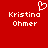Red background with white pixelated text 'Kristina Ohmer' and a heart symbol above the name on both sides.