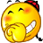 Yellow emoji face with closed eyes, red cheeks, and a hand covering its mouth while smiling widely.