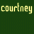 Green background with yellow text 'courtney courtney' and a blue circular icon containing a yellow star.