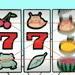 Animated sequence showing slot machine symbols transitioning to anime character expressions with coin payouts.
