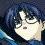 Pixelated anime-style icon shows a character with closed eyes and light-colored hair against a dark blue background with subtle gradient.