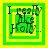 Green and yellow square icon with text "I really like Holly..." and a pixelated figure, showing animation changes in the figure's position.