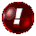 Red glossy exclamation mark icon in various shapes and orientations on gray background.