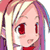 Pixelated anime-style character face with pink skin, purple hair streaks, and red eyes in a static 50x50 icon format.