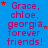 Blue background with repeated red text "Grace, chloe, georgia forever friends!" and scattered red and gray stars.