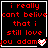 Four of red pixelated text on black background with white borders, each displaying "i really cant belive that i still love you adam" and varying heart symbols