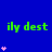 Blue background with green text 'ily dest' repeated across the image, pink heart symbols scattered in vertical and horizontal arrangements.