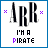 nine showing 'ARR' text with changing symbols and 'I'M A PIRATE' below, each has a blue border