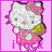 Pixelated Hello Kitty icon with pink bow, yellow eyes, and pink dress, standing against light pink background with 'i rock' text below.