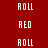 Red background with white pixelated text 'ROLL' and 'AEO' arranged in vertical , featuring a central dark circular gradient effect