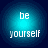 Four identical circular icons arranged in a , each displaying the text 'be yourself' on a gradient blue background