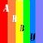 A static image displays a vertical rainbow gradient with five distinct colored bands and five small pixelated icons overlaid on top.