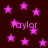 Dark red background with scattered pink stars and repeated 'Taylor' text in matching pink font.