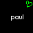 Green pixelated heart symbol above two white 'paul' text instances on black background.