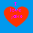 Four identical red hearts on blue background with pink text "I love joke" inside each heart.