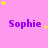 Pink background with purple text "Sophie" repeated in a , yellow and light pink stars scattered throughout