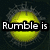 Animated sequence of four showing a yellow sphere with gray particle effects and text overlays reading "Rumble is going all the way this year!"