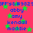 Pixelated text names on a pink background with green stars, repeated in two
