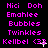 Pixelated text displays repeated phrases in bright pink on black background with animated sparkle effects on 'Kellbel <3' entries