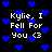 Black background with blue pixelated hearts and repeated white text reading "Kylie, I Fell For You <3" in a pattern
