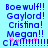 Blue pixelated text on light blue background with pink asterisks below, arranged in two identical vertical