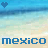 Two side-by-side pixelated beach scenes with heart icons and "mexico" text, one frame showing blue elements on a light background and the other white elements on a dark background.