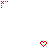 Red pixelated text and heart symbols arranged in a pattern on white background, with some text blurred at bottom right