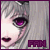 Pixelated anime-style face with silver hair, purple eyes, and a small mouth; text "FAN" in purple block letters below.
