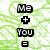 Pixelated green DNA helix background with black text elements reading Me + You = (finally) OVER!!! in bold blocky font.