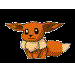 Pixelated orange fox-like creature with cream-colored chest and tail tip, blue creature with dark blue bow tie, both with large ears and simple expressions on black and white backgrounds.
