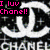 Pixelated collage of six distinct buddy icon with text overlays, featuring Chanel branding, Tinker Bell character art, and holiday-themed phrases