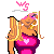 Pixel art contact sheet showing a blonde female character in pink athletic wear across multiple animation frames with text variations below each frame.