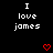 Black background with white text "I love james" repeated in multiple and , red heart symbols in various states of animation
