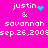 Pixelated pink background with white text reading "justin & savannah sep.26,2008" and cyan heart or star symbols changing between frames.