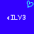 Blue background with cyan heart symbol above two identical white pixelated text strings reading 'eILY3' on either side.